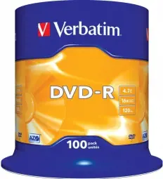 VERBATIM DVD-R 120 min. / 4,7 GB 16x 100 vnt. vijų "DataLife Plus", įbrėžimams atsparus paviršius