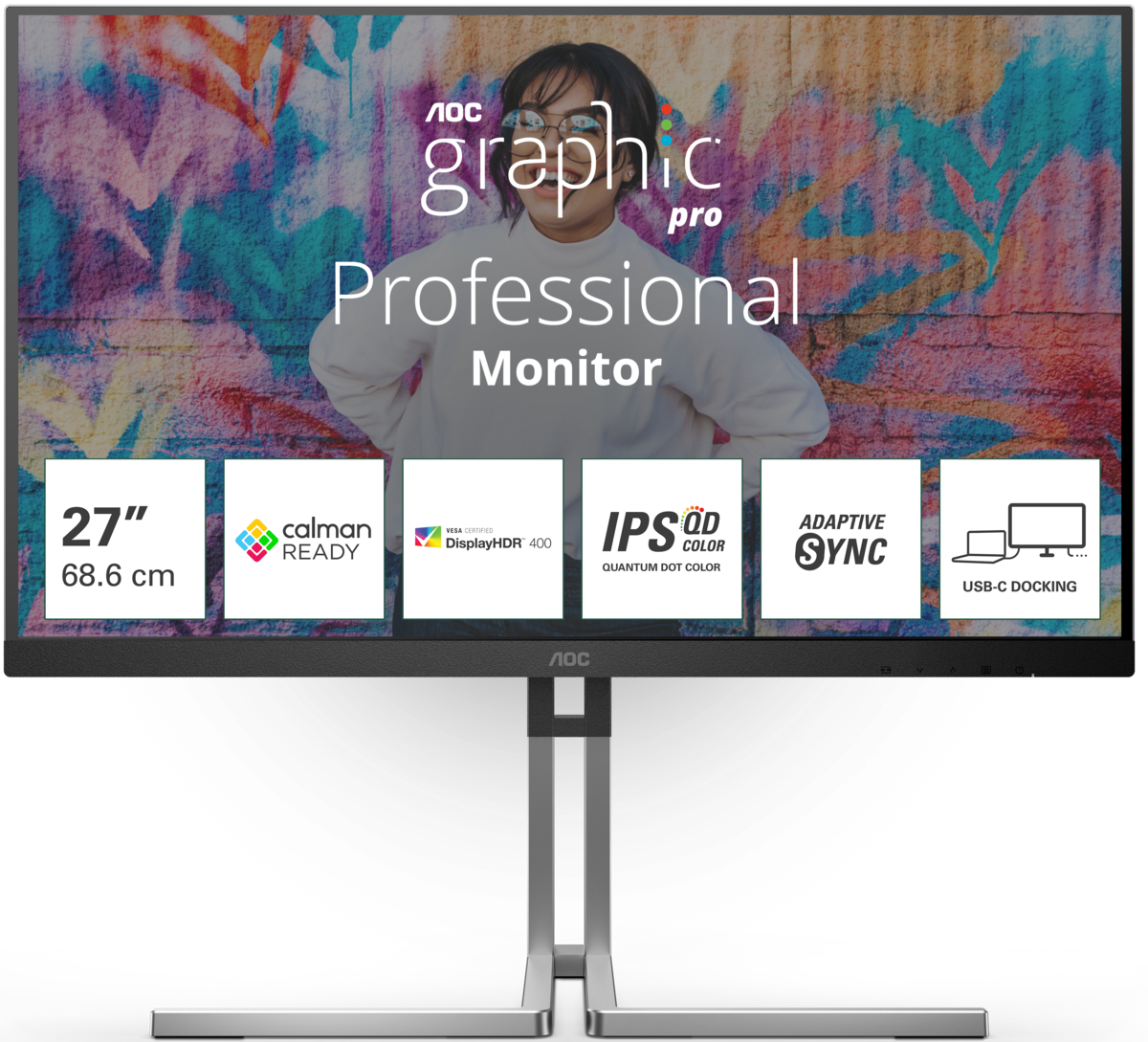 AOC Q27U3CV | 27 " | IPS | 16:9 | 75 Hz | 4 ms | 2560 x 1440 pixels | 420 cd/m² | HDMI ports quantity 1