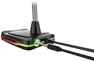 Varr Gaming USB mikrofonas su stovu, Reguliuojamas 360° kampu, Valdymo skydelis (įjungimas / išjungimas, garsumas ir apšvietimas), Mikrofono jautrumas -58±2 dB ir visakryptis, Populiari USB-A jungtis, Juodas, Kabelis 1,5 m, Stalo mikrofonas, -58 dB, 70 - 10000 Hz, 2200 Ω, 50 dB, Visakryptis