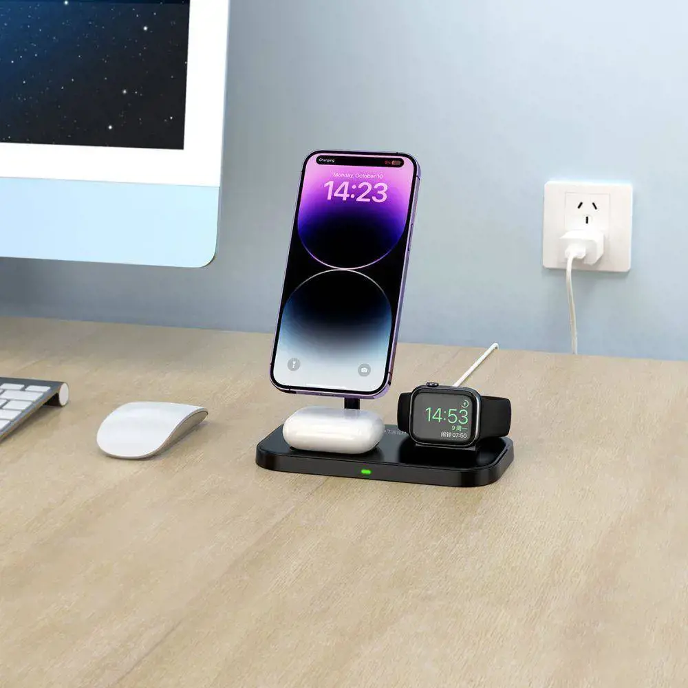 "Tech-Protect" belaidis įkroviklis QI15W A22 3in1 Magnetic MagSafe, juodas