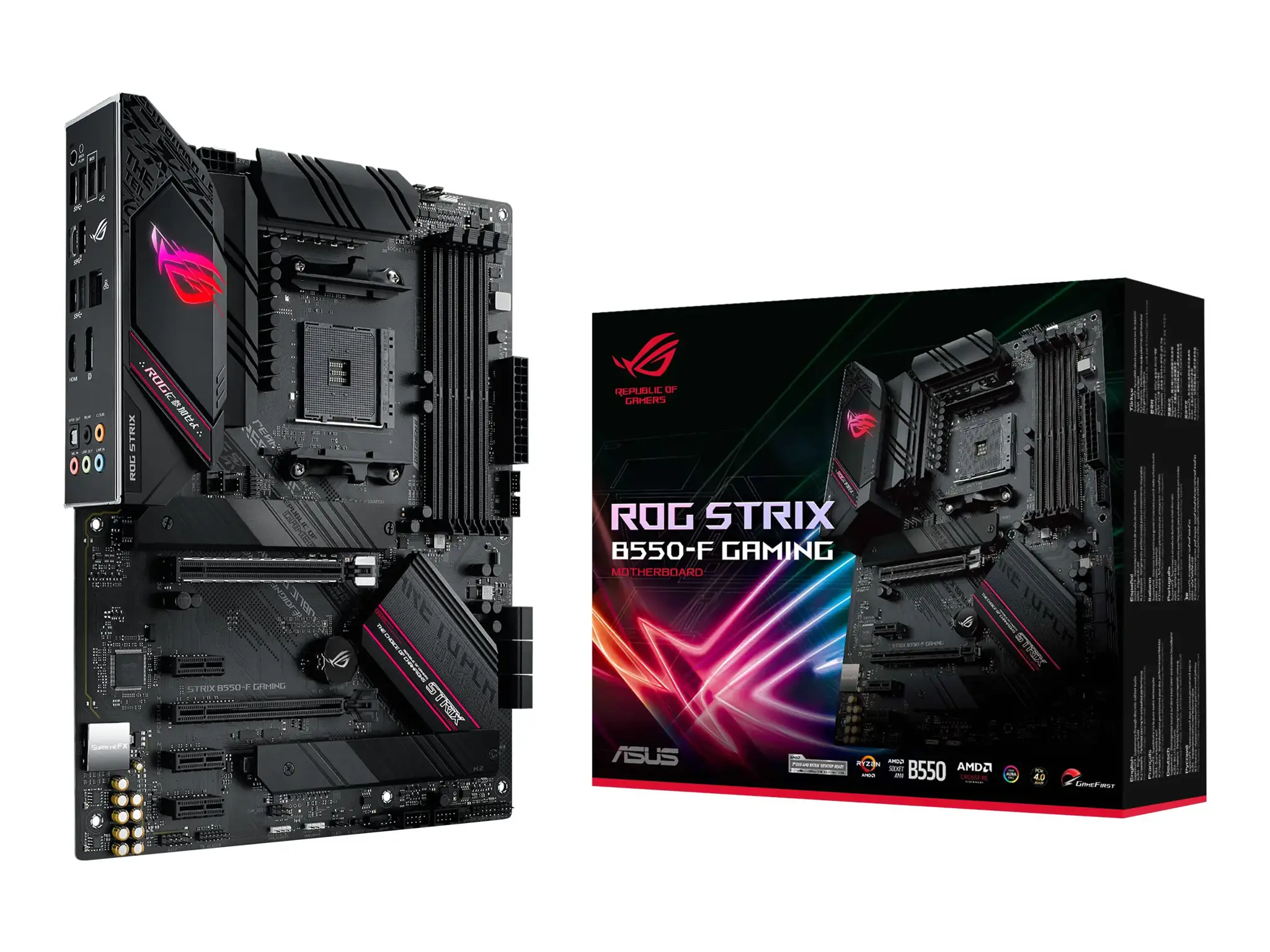 ASUS ROG STRIX B550-F GAMING, AMD, "Socket AM4", 3 kartos "AMD Ryzen™ 3", 3 kartos "AMD Ryzen 5", 3 kartos "AMD Ryzen™ 7", 3 kartos..., DDR4-SDRAM, 128 GB, DIMM