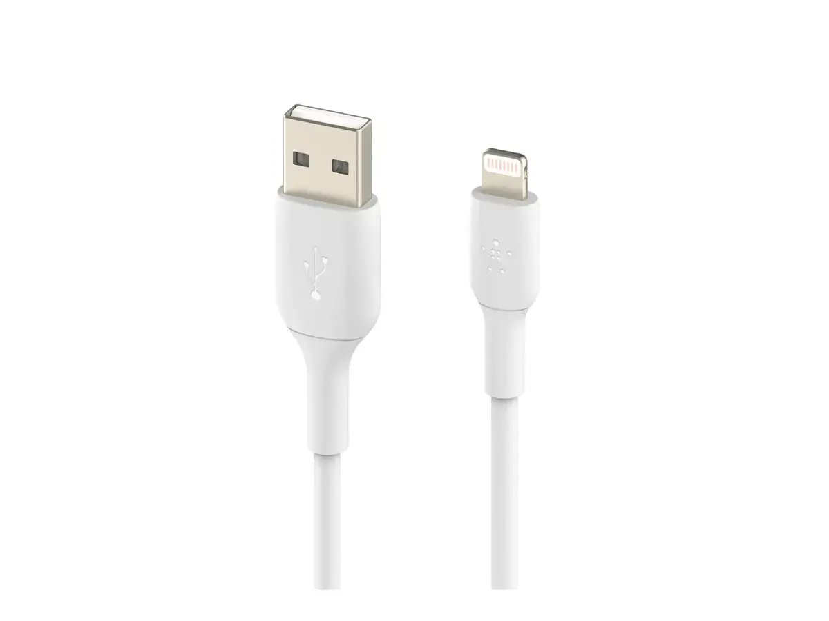 Belkin CAA001BT1MWH, 1 m, Lightning, USB A, vyriškas, vyriškas, baltas