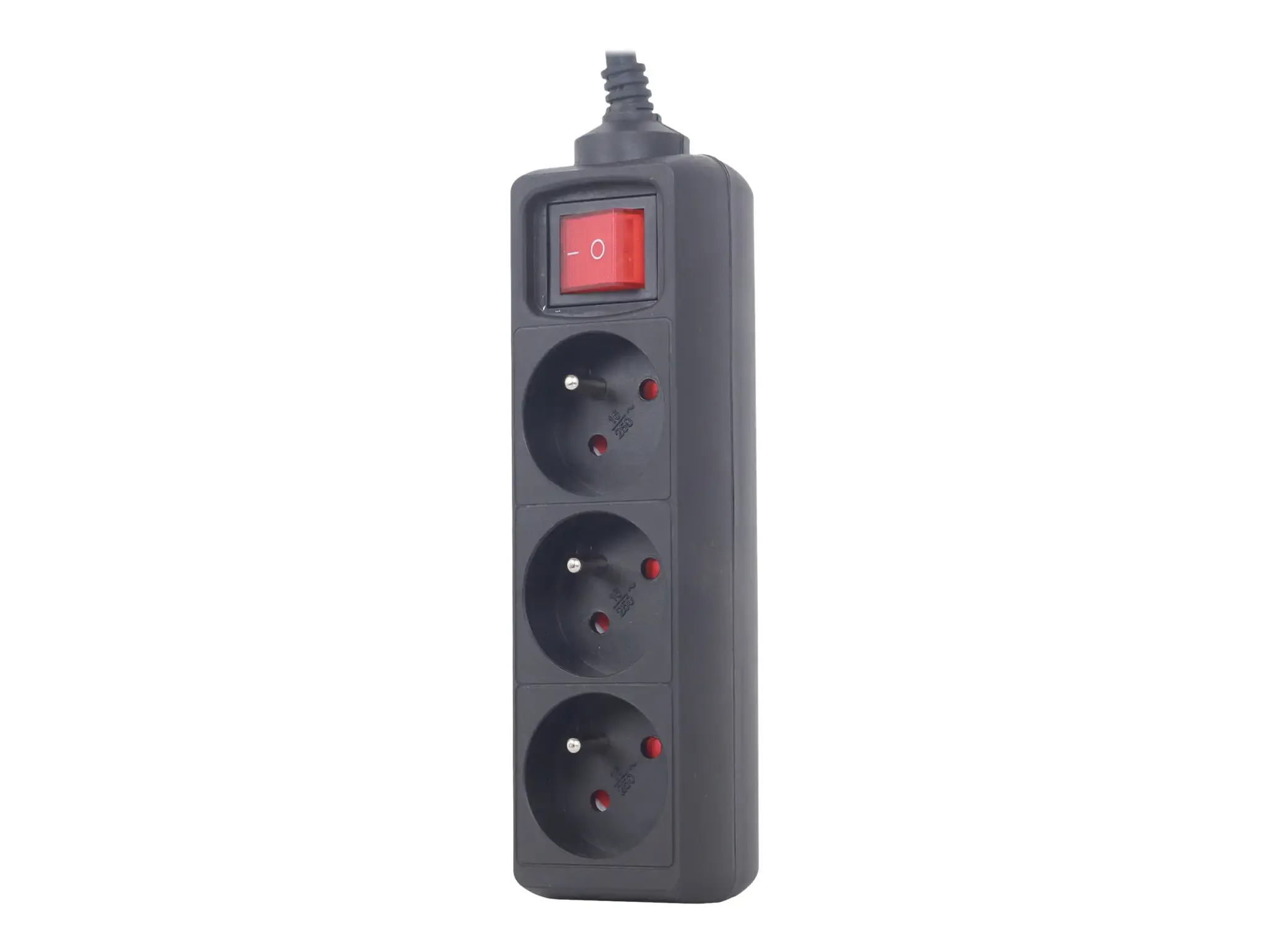 Gembird EG-PSU3F-01 UPS maitinimo juosta, 3 FR lizdai, C14 kištukas, 10 A, 0,6 m ilgio kabelis, juoda spalva