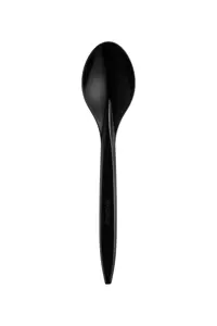 Daugkartinis šaukštas, juodos spalvos, plastikinis, 18 cm, 100 vnt.