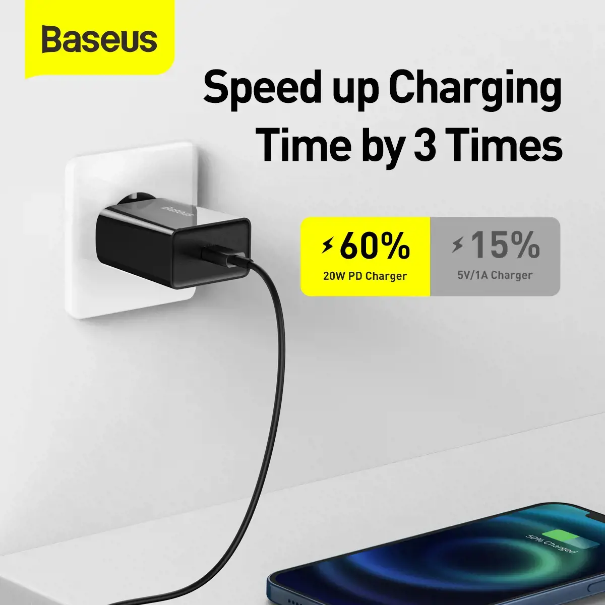 Baseus CCFS-SN01 kelioninis įkroviklis USB-C | 20W | 3A melyna