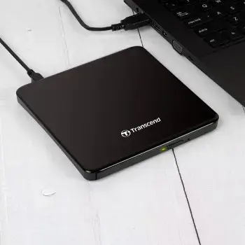 TRANSCEND 8X DVDS-K itin plonas rašytuvas USB 2.0 išorinis juodas CD-R/RW DVD+/-R DVD+/-RW DVD+/-R DL DVD-RAM