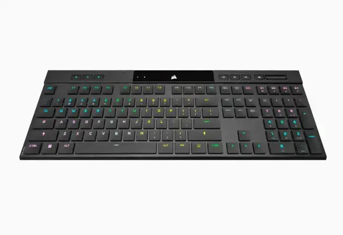 CORSAIR K100 RGB AIR belaidė itin plona mechaninė žaidimų klaviatūra su RGB LED apšvietimu CHERRY ULP Tactile Black