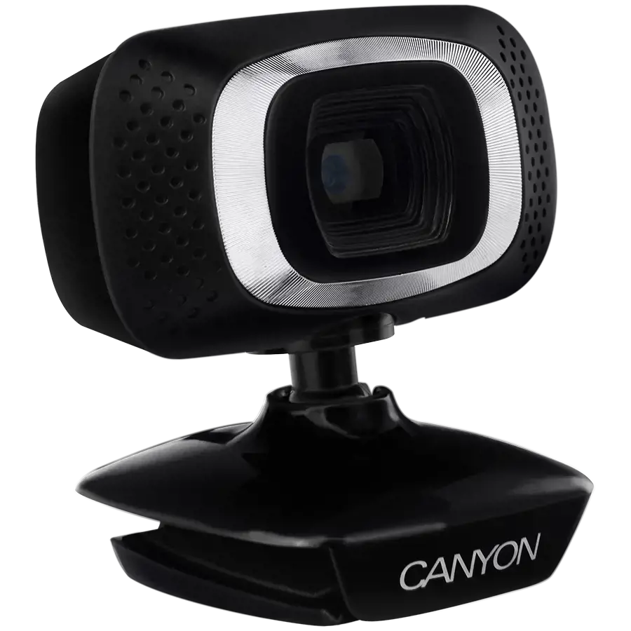 CANYON C3 720P HD internetinė kamera su USB2.0 jungtimi, 360° pasukamas apžvalgos kampas, 1.0Mega pikselių, raiška 1280*720, žiūrėjimo kampas 60°, kabelio ilgis 2.0m, juoda, 62.2x46.5x57.8mm, 0.074kg