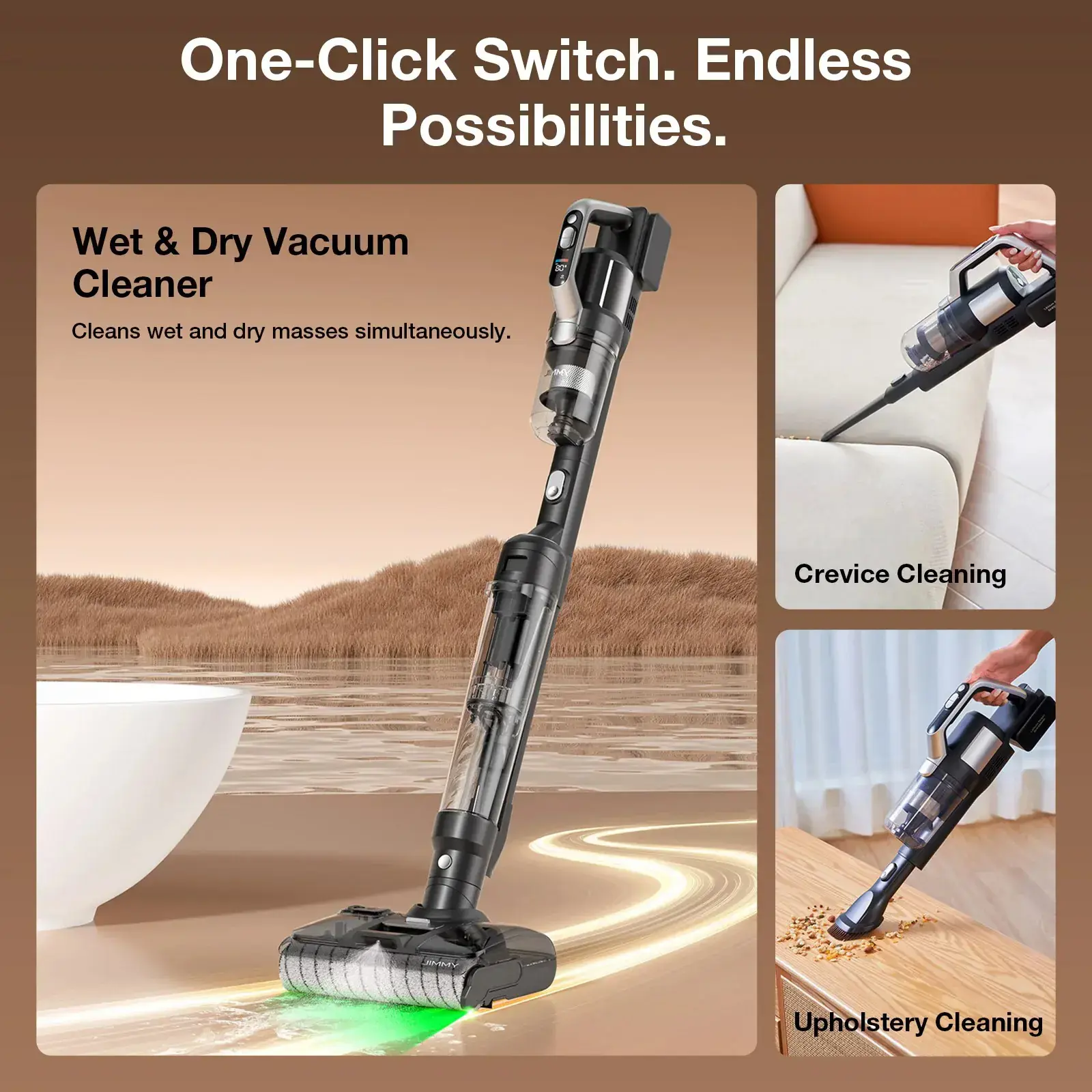 Jimmy Vacuum Cleaner and Washer | PW11 Plus | Cordless operating | Washing function | 400 W | 21.6 V | Operating time (max) 40-75 min | Black/Silver
