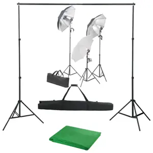 Fotostudijos komplektas su apšvietimo rinkiniu ir fonu