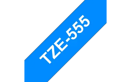 Brother laminuota juosta 24 mm, balta ant mėlynos spalvos, TZe, terminis perkėlimas, Brother, PT-2430PC, PT-2700, PT-2730, PT-9600, PT-9700PC, PT-9800PCN, 2,4 cm