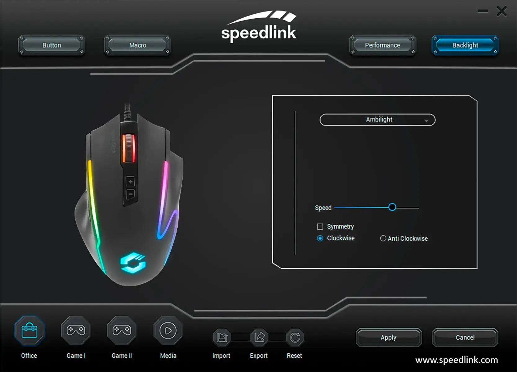 Speedlink mouse Decus NX RGB, black (SL-680024-RRBK)