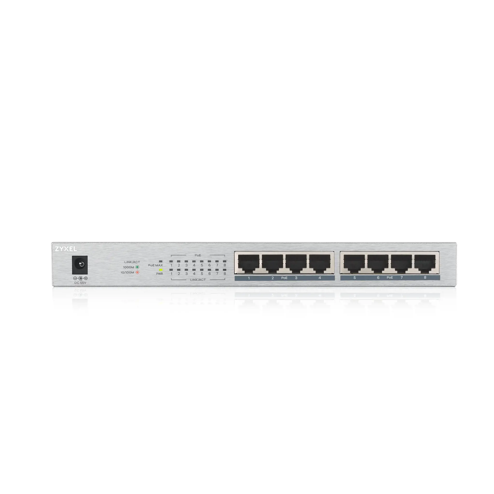 Zyxel GS1008HP, nevaldomas, Gigabit Ethernet (10/100/1000), maitinimas per Ethernet (PoE)