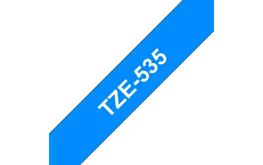 Brother laminuota juosta 12 mm, balta ant mėlynos spalvos, TZe, terminis perkėlimas, Brother, PT-1280HK, PT-1280SN, PT-1280KT, PT-D200HK, PT-1100SN, PT-1100KT, PT-2100VP, PT-2730, PT-7600,..., 1,2 cm