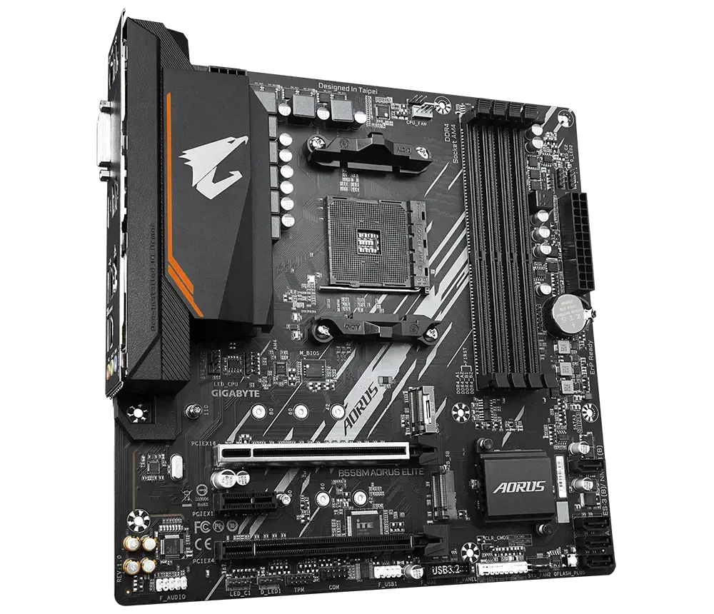 Gigabyte B550M AORUS ELITE, AMD, "Socket AM4", 3 kartos "AMD Ryzen™ 3", 3 kartos "AMD Ryzen 5", 3 kartos "AMD Ryzen™ 7", 3 kartos..., DDR4-SDRAM, 128 GB, DIMM