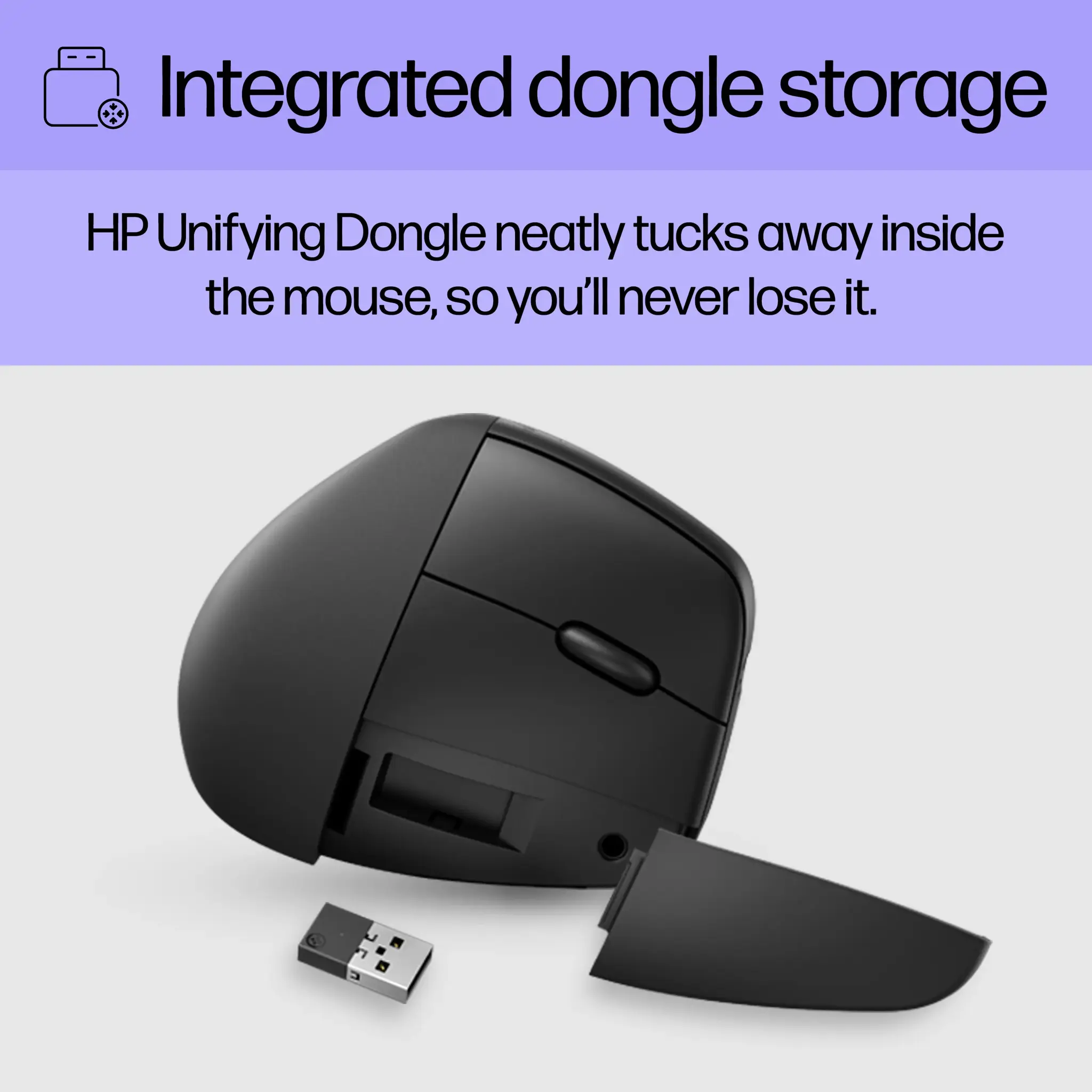 HP 925 Ergonomic Vertical Mouse, Right-hand, Vertical design, RF Wireless + Bluetooth, 4000 DPI, Black