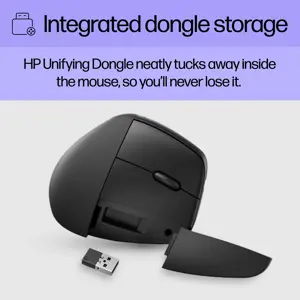 HP 925 Ergonomic Vertical Mouse, Right-hand, Vertical design, RF Wireless + Bluetooth, 4000 DPI, Black