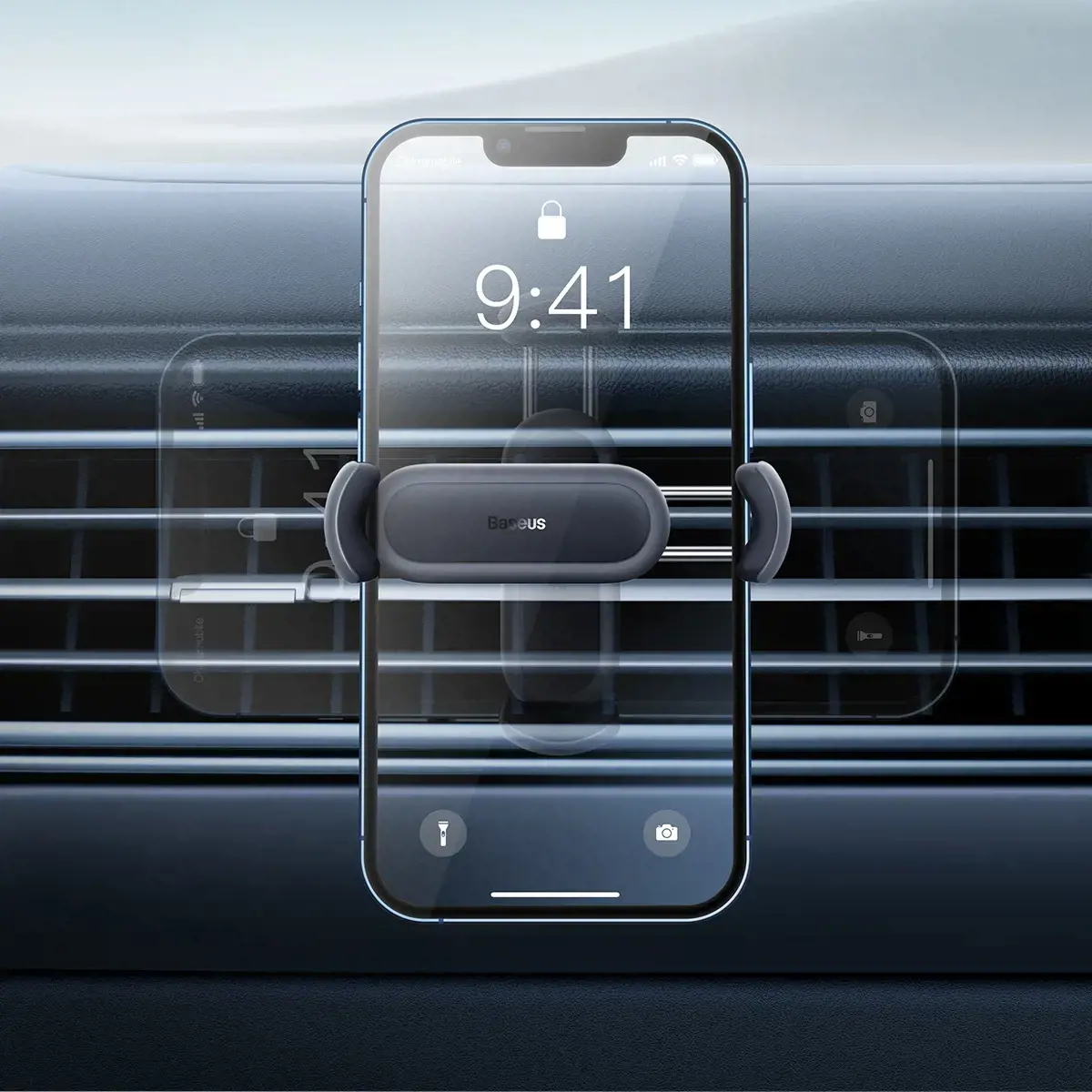 "Baseus" plieninis patrankos laikiklis 2 automobiliams su ventiliacijos grotelėmis (juodas)