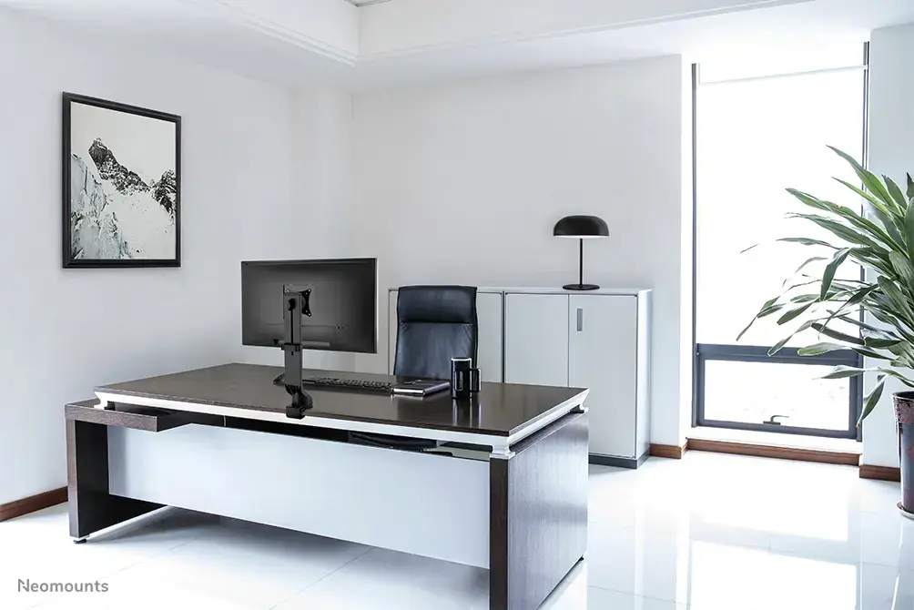 "Neomounts by Newstar" monitoriaus laikiklis ant stalo, tvirtinimas per stalą, 8 kg, 25,4 cm (10"), 81,3 cm (32"), 100 x 100 mm, juodas