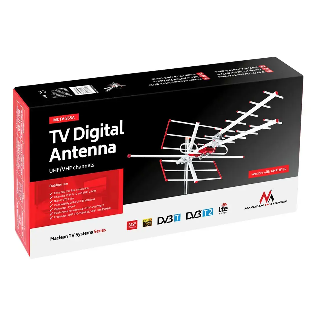 "Maclean TV Sytems MCTV-855A Full HD standartinė antžeminės televizijos lauko kryptinė antena