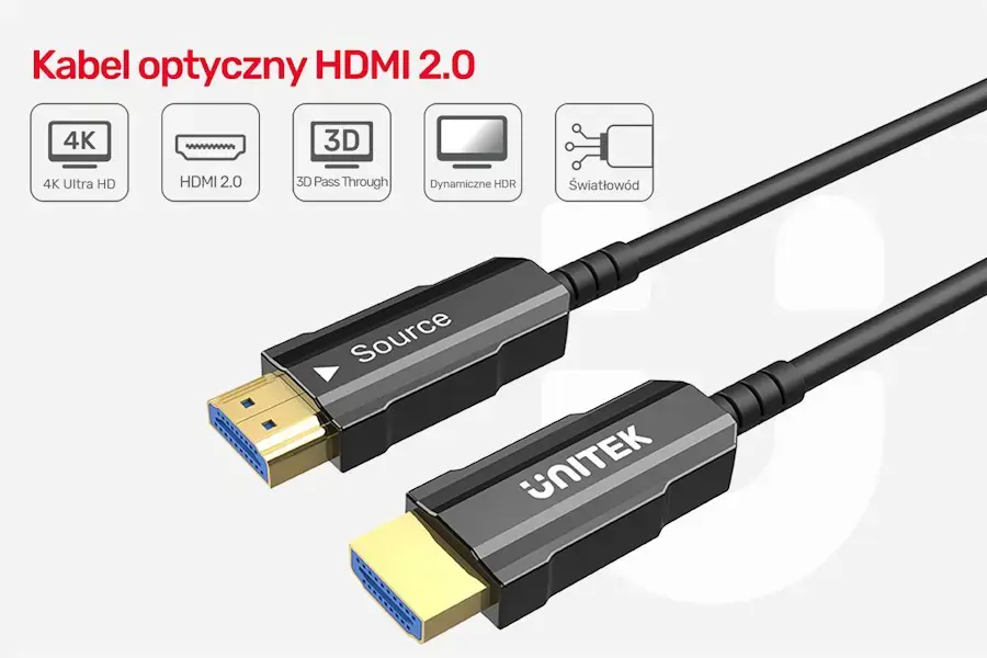 UNITEK C11072BK-20M optinis kabelis HDMI 2.0 AOC 4K 60Hz 20 m