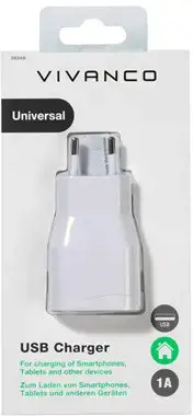 "Vivanco" USB įkroviklis 1A, baltas (38348)