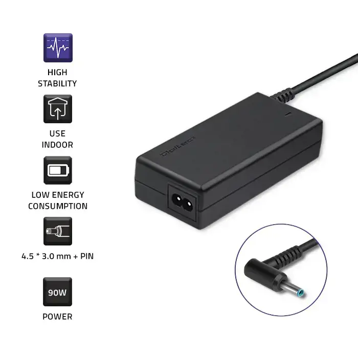 QOLTEC 50052 Nešiojamojo kompiuterio kintamosios srovės maitinimo adapteris Qoltec 90W 19.5V 4.62A 4.5x3.0+pin