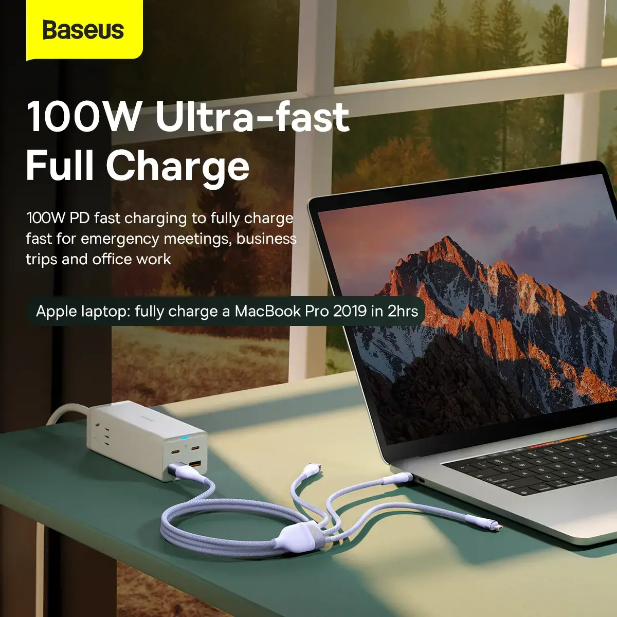 Baseus Flash Series II USB Type C | USB Type A cable - USB Type C | Lightning | micro USB 100 W 1.2 m purple (CASS030105)