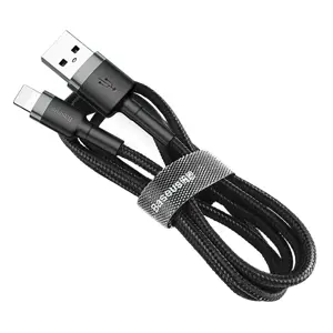 "Baseus Cafule Cable" tvirtas nailono kabelis USB / "Lightning" QC3.0 1.5A 2M juodas (juodas)