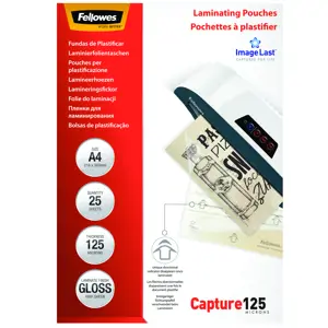 Fellowes ImageLast A4 125 Micron Laminating Pouch - 25 pack, Transparent, Glossy, A4, 0.125 mm, 310…