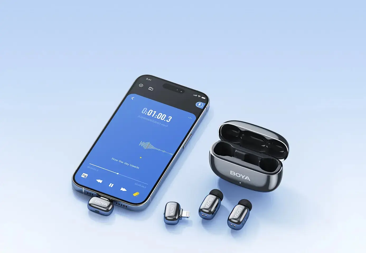 Boya wireless microphone mini 2-01 Lightning/USB-C, lunar silver