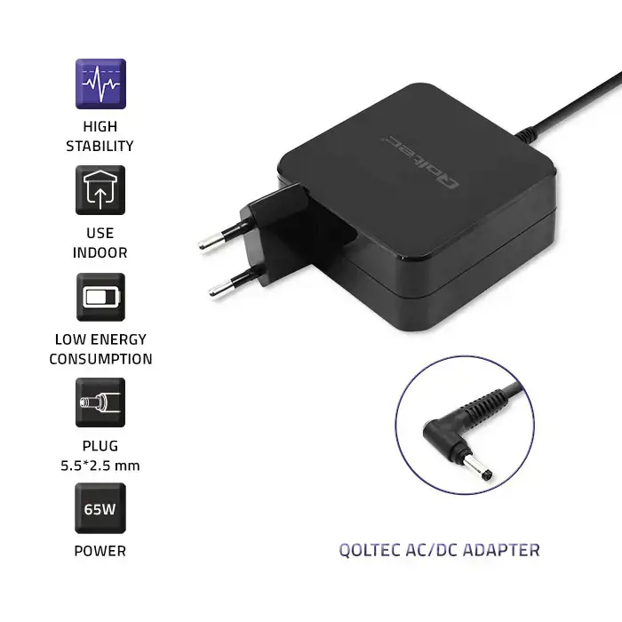 QOLTEC 51745 Nešiojamojo kompiuterio kintamosios srovės maitinimo adapteris Qoltec Asus 65W 19V 3.42A 5.5 2.5