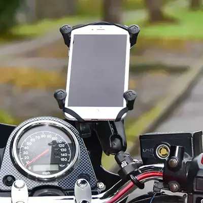 "RAM Mounts X-Grip" didelis telefono laikiklis su rankenos U formos varžtu, mobilusis telefonas / išmanusis telefonas, pasyvusis laikiklis, juodas