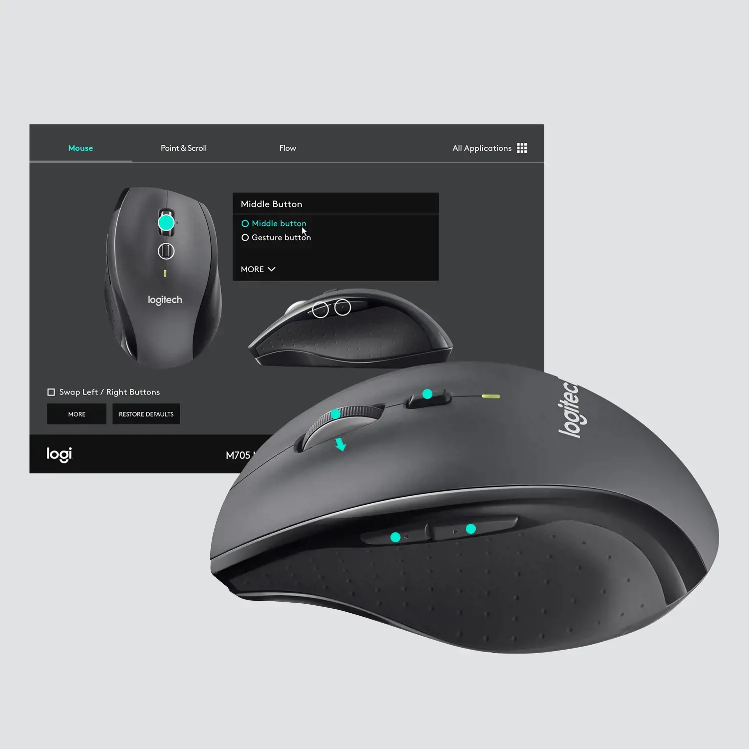 "LOGITECH Marathon M705" belaidė pelė - CHARCOAL - EMEA