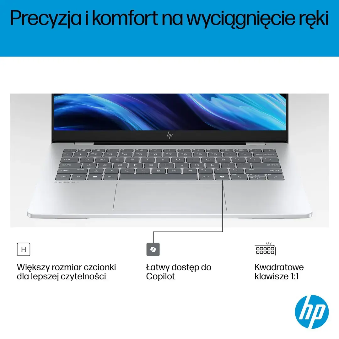 HP OmniBook 7 AI 14-fr0003nw Intel Core Ultra 5 225U Laptop 35.6 cm (14") 2K Display 16 GB LPDDR5 SDRAM 512 GB SSD Wi-Fi 6E (802.11ax) Windows 11 Pro AI PC Silver