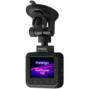 Prestigio RoadRunner 185, 2.0'' IPS (320x240) ekranas, FHD 1920x1080@30fps, HD 1280x720@30fps, Jieli AC5601, 2 MP CMOS GC2053 vaizdo jutiklis, 2 MP kamera, 140° matymo kampas, Micro USB, 180 mAh, naktinis matymas, judesio aptikimas, G jutiklis, ciklinis įrašymas, spalvotas/juodas, plastikinis korpusas