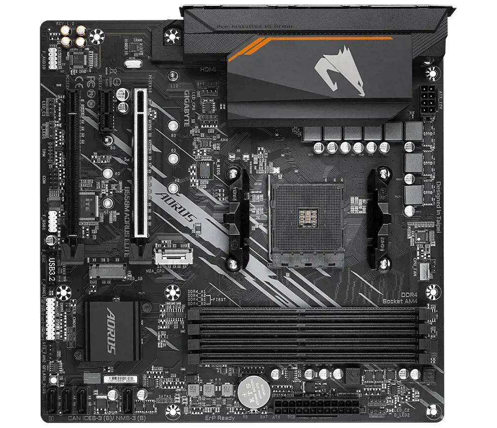 Gigabyte B550M AORUS ELITE, AMD, "Socket AM4", 3 kartos "AMD Ryzen™ 3", 3 kartos "AMD Ryzen 5", 3 kartos "AMD Ryzen™ 7", 3 kartos..., DDR4-SDRAM, 128 GB, DIMM