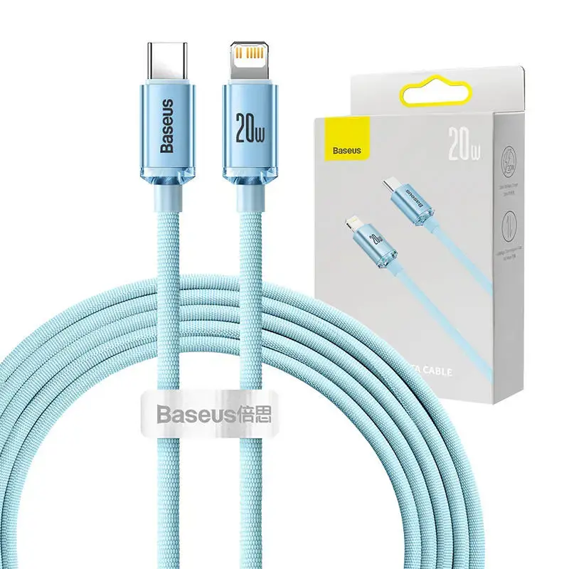 Baseus cable Crystal Shine USB-C - Lightning 2,0 m 20W sky blue