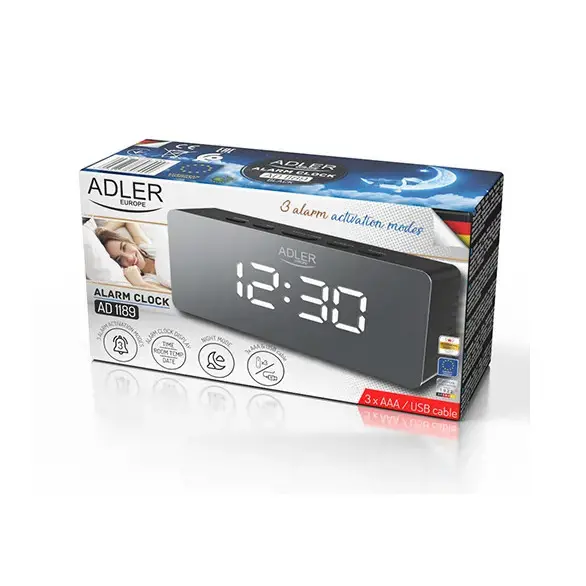 "Adler" žadintuvas AD 1189B Black