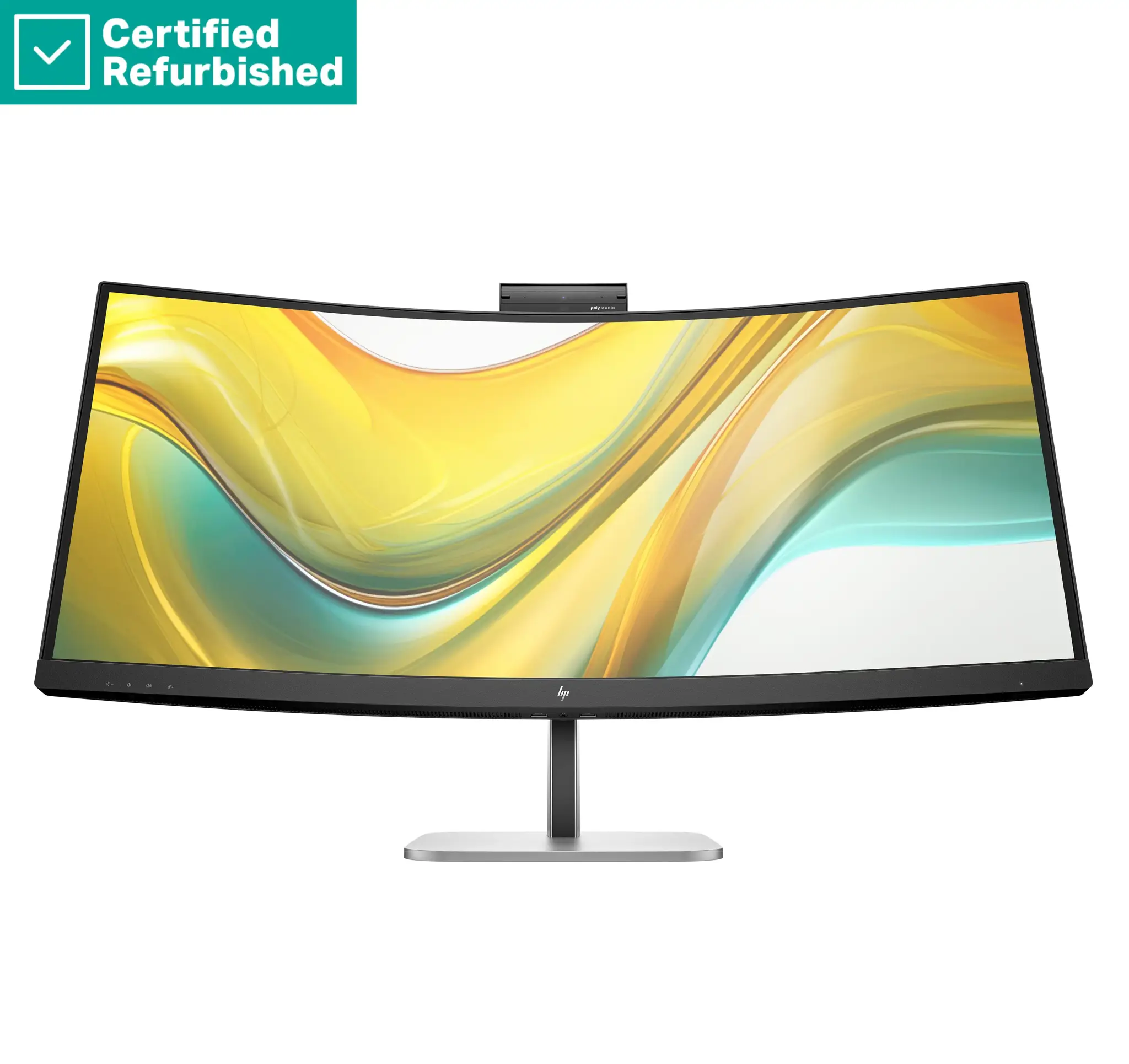 RENEW GOLD HP 534pm Series 5 Pro Curved Conferencing Monitor - 34" 3440x1440 WQHD 400-nit 100Hz AG, Curved, VA, USB-C(100W)/USB-C(15W)/HDMI/DisplayPort, 3x USB-A, speakers, 5MP webcam, RJ-45 LAN, height adjustable/tilt/swivel, 1 years