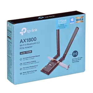 TP-Link AX1800 "Wi-Fi 6 Bluetooth 5.2 PCIe" adapteris, vidinis, belaidis, "PCI Express", WLAN / "Bluetooth", 1800 Mbps, juodas