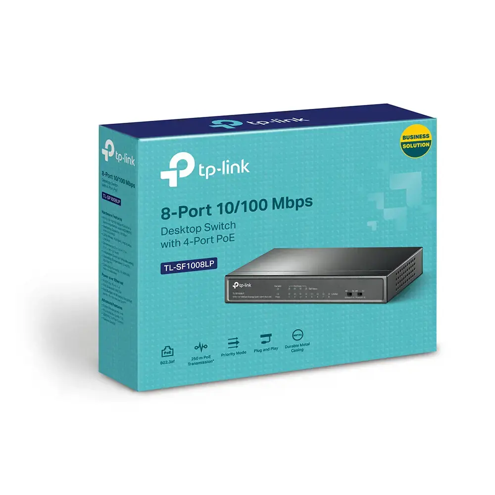 TP-Link TL-SF1008LP, nevaldomas, Fast Ethernet (10/100), maitinimas per Ethernet (PoE)