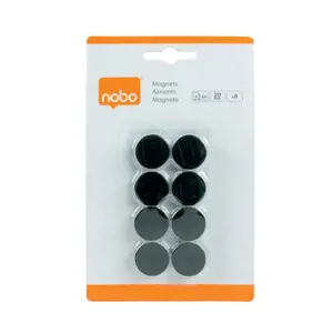 Magnetai NOBO, 20 mm, 8 vnt., juoda sp.