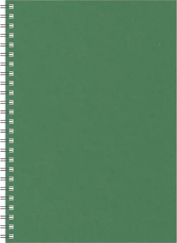 Kalendorius - užrašinė TIMER, su spirale, A5, be datų, 224 lapai, taškeliais, kartoniniu viršeliu, smaragdų žalia