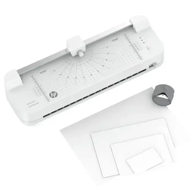 HP ONELAM COMBO A3 formato laminatorius, integruotas apipjaustymo aparatas, laminavimo greitis 40 cm/min, baltos spalvos