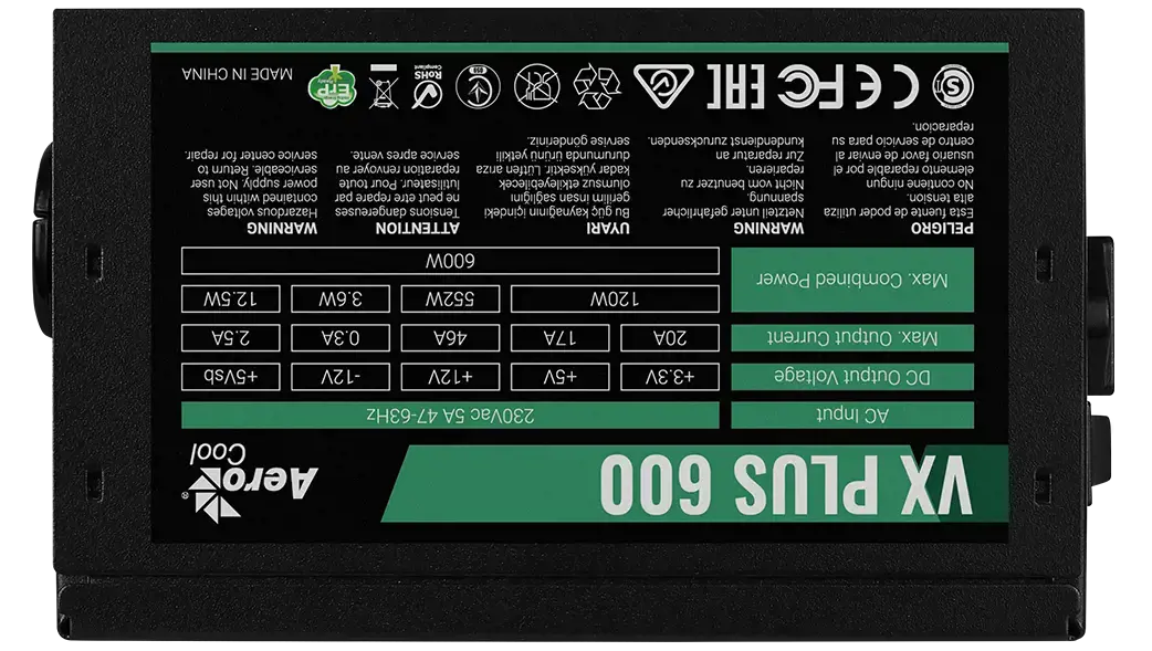 Maitinimo blokas AEROCOOL AEROPGSVX-600PLUS-80, 600 W