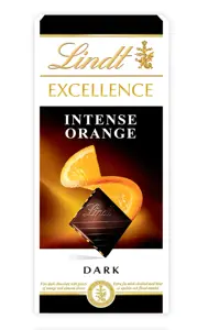 LINDT EXCELLENCE juod. šokoladas su apelsinais, 100g