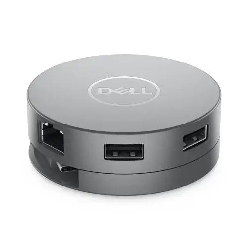 DELL USB-C mobilusis adapteris - DA310, laidinis, USB 3.2 Gen 2 (3.1 Gen 2) Type-C, 10,100,1000 Mbps, sidabrinis, 3840 x 2160 pikselių, 1920 x 1080 pikselių