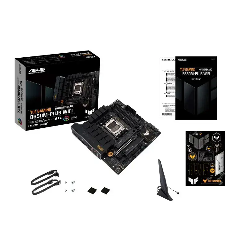 ASUS TUF GAMING B650M-PLUS WIFI, AMD, Socket AM5, DDR5-SDRAM, 128 GB, DIMM, dviejų kanalų