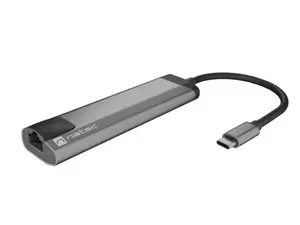 "NATEC Multiport Fowler Go USB-C -> šakotuvas USB 3.0 x2 HDMI 4K USB-C PD RJ45